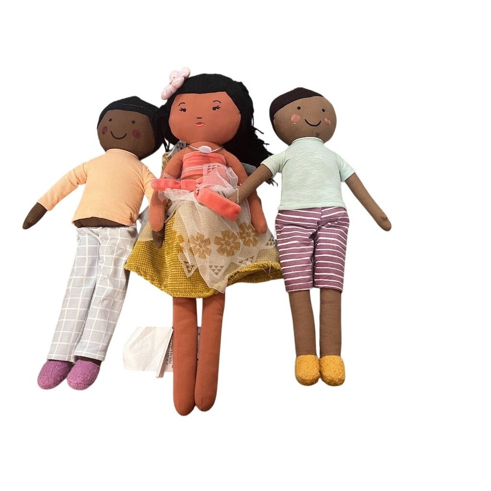 Pillowfort Diversity Friends Plush Rag Doll Lot of 3 Stuffed‎ Dolls Soft